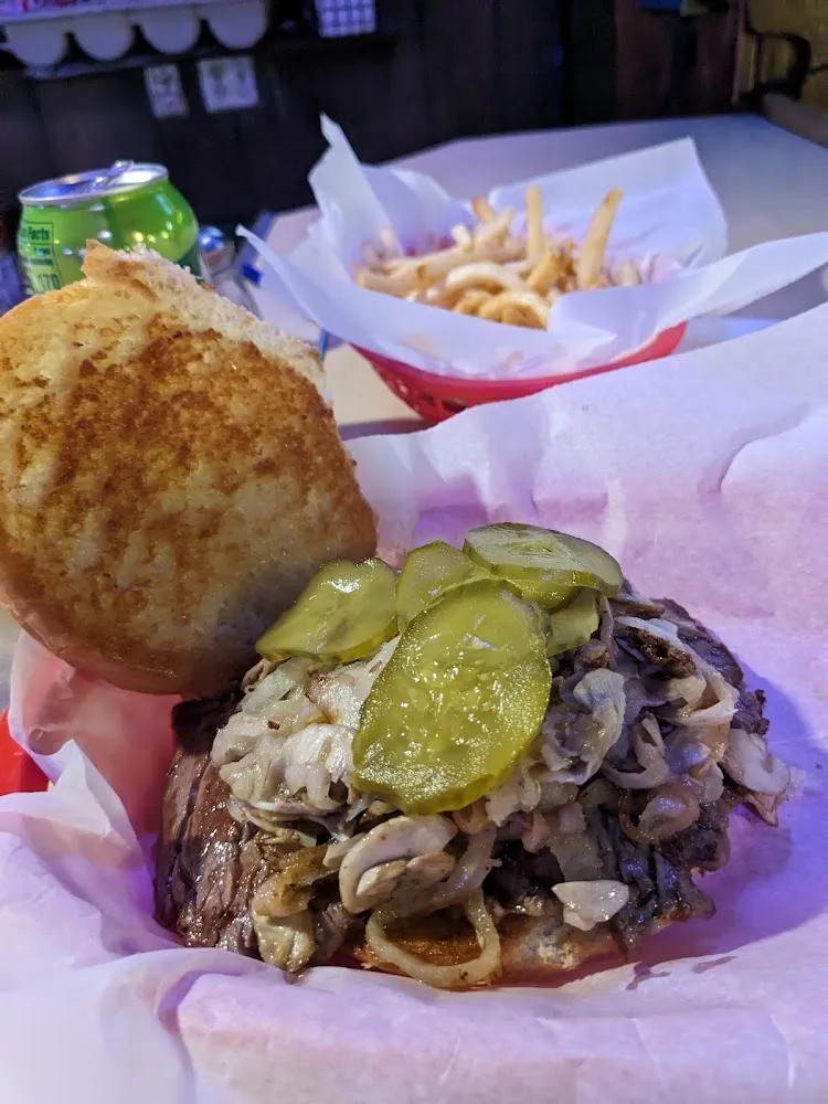 Steak Sandwich with Onions and Mushrooms